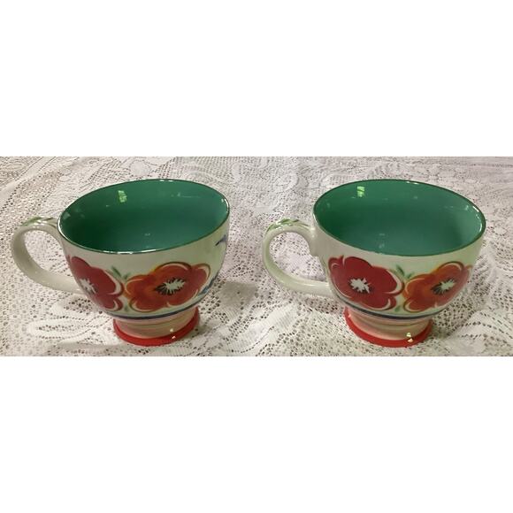 Set of 2 Grace's Teaware Fine Ceramic Floral Footed Tea Coffee Mug Cup - Picture 6 of 9